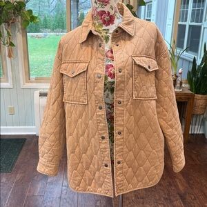 Joie Women's Tan Quilt Snap Front Jacket Size M